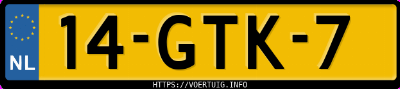 Kenteken afbeelding van 14GTK7, grijze Audi A3 1.6 5t