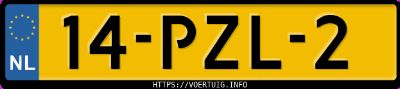 Kenteken afbeelding van 14PZL2, zwarte Audi A1 1.2tfsi