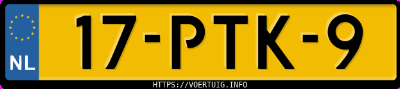 Kenteken afbeelding van 17PTK9, zwarte Audi A3 1.4 Tfsi 5t
