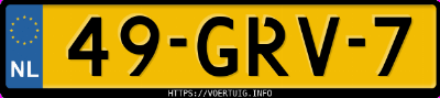 Kenteken afbeelding van 49GRV7, grijze Audi A4 1.8tfsi 1.8 Tfsi