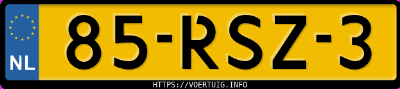 Kenteken afbeelding van 85RSZ3, grijze Audi A5 2.0 Tfsi