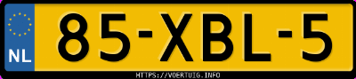 Kenteken afbeelding van 85XBL5, zwarte Audi A5 Sportback 1.8tfsi