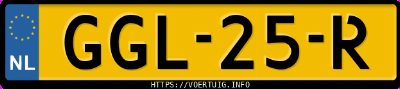 Kenteken afbeelding van GGL25R, zwarte Audi A3 Sportback 1.2tfsi