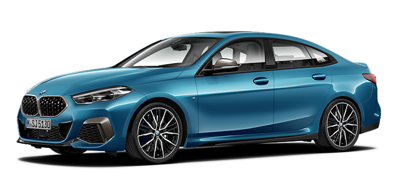 Afbeelding van HGK97X, blauwe BMW 220 Gran Coupé sedan
