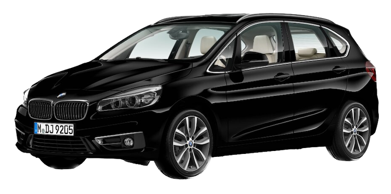 Afbeelding van 1XJS05, zwarte BMW 225I Active Tourer stationwagen
