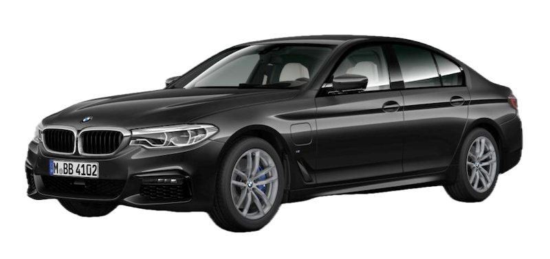 Afbeelding van H110GF, zwarte BMW 530E Xdrive Iperformance sedan