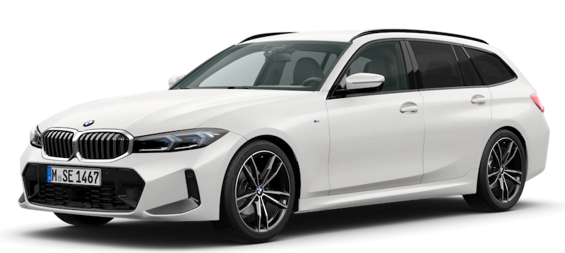 Afbeelding van JGF78B, witte BMW 330E Touring Business Edition Plus stationwagen