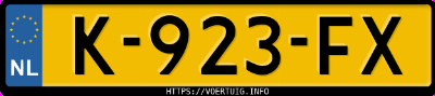 Kenteken afbeelding van K923FX, grijze BMW I3 120ah