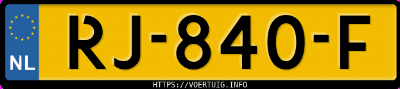 Kenteken afbeelding van RJ840F, witte BMW I3S 94ah