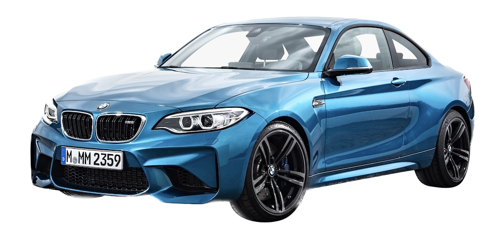 Afbeelding van T823JX, blauwe BMW M2 coupé