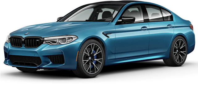 Afbeelding van 5TZJ41, blauwe BMW M5 sedan