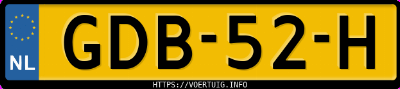 Kenteken afbeelding van GDB52H, blauwe Byd Seal U Fwd