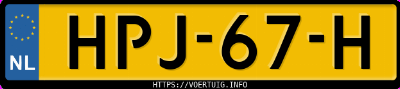 Kenteken afbeelding van HPJ67H, gele Byd Dolphin Surf