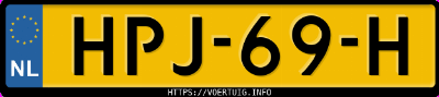 Kenteken afbeelding van HPJ69H, gele Byd Dolphin Surf