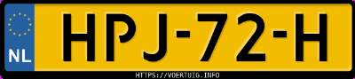 Kenteken afbeelding van HPJ72H, gele Byd Dolphin Surf