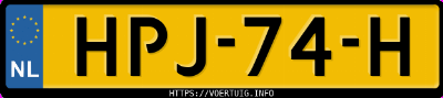 Kenteken afbeelding van HPJ74H, gele Byd Dolphin Surf