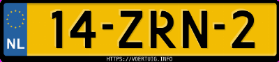 Kenteken afbeelding van 14ZRN2, witte Citroën C1