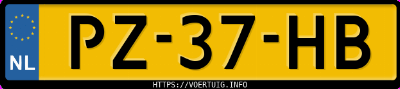 Kenteken afbeelding van PZ37HB, rode Citro&euml;n 2 Cv 6 Special S6
