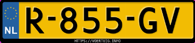 Kenteken afbeelding van R855GV, zwarte Citroën C3 1.2 I Stt