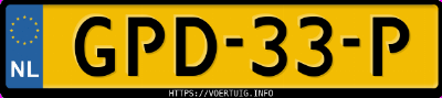 Kenteken afbeelding van GPD33P, groene Dacia Spring Electric 65 Extreme