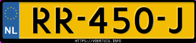 Kenteken afbeelding van RR450J, rode Dacia Sandero