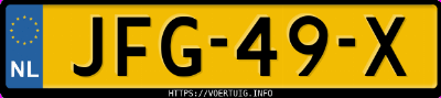 Kenteken afbeelding van JFG49X, witte Denza X