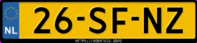 Kenteken afbeelding van 26SFNZ, blauwe Fiat Panda 1.2 Sel