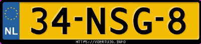 Kenteken afbeelding van 34NSG8, zwarte Fiat Punto