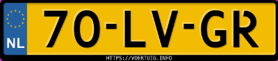 Kenteken afbeelding van 70LVGR, gele Fiat Punto 1.2