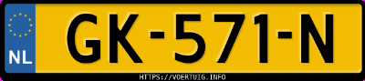 Kenteken afbeelding van GK571N, witte Fiat Punto