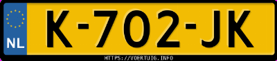 Kenteken afbeelding van K702JK, groene Fiat 500