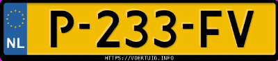Kenteken afbeelding van P233FV, blauwe Fiat 500 500e