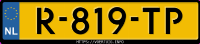 Kenteken afbeelding van R819TP, zwarte Fiat 500 500e