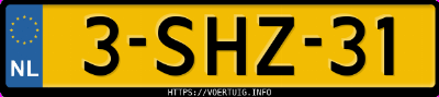 Kenteken afbeelding van 3SHZ31, zwarte Ford TRANSIT-NUGGET