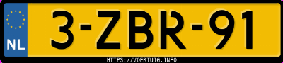 Kenteken afbeelding van 3ZBR91, groene Ford Ka 1.25i