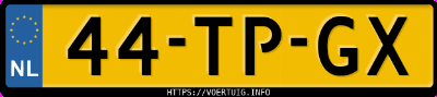 Kenteken afbeelding van 44TPGX, grijze Ford TRANSIT-EUROLINE/NUGGET