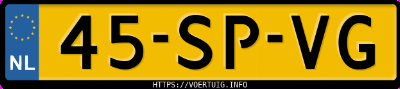 Kenteken afbeelding van 45SPVG, grijze Ford Fusion 1.4 16v