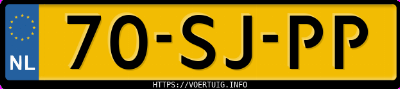 Kenteken afbeelding van 70SJPP, blauwe Ford TRANSIT/TOURNEO
