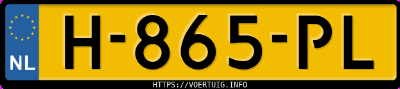 Kenteken afbeelding van H865PL, groene Ford TRANSIT/TOURNEO