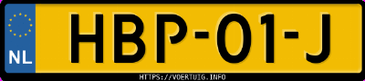 Kenteken afbeelding van HBP01J, groene Ford Kuga 2.5 Phev