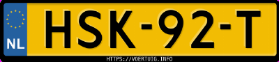 Kenteken afbeelding van HSK92T, blauwe Ford Capri Extended Range Rwd