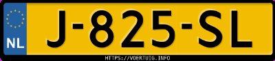Kenteken afbeelding van J825SL, zwarte Ford Focus 1.0 Scti