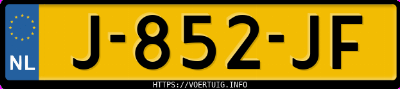 Kenteken afbeelding van J852JF, rode Ford Kuga 2.5 Phev