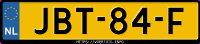 Kenteken afbeelding van JBT84F, zwarte Ford Focus 1.0 Scti