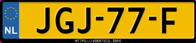 Kenteken afbeelding van JGJ77F, blauwe Ford Mustang Mach-E Extended Range Rwd