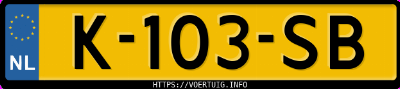 Kenteken afbeelding van K103SB, grijze Ford TRANSIT-NUGGET