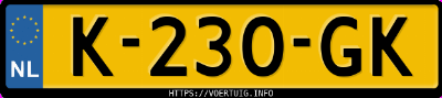 Kenteken afbeelding van K230GK, blauwe Ford TRANSIT-NUGGET