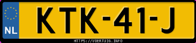 Kenteken afbeelding van KTK41J, grijze Ford Kuga 2.5 Phev
