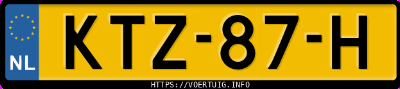 Kenteken afbeelding van KTZ87H, zwarte Ford Mustang Mach-E Standard Range Rwd