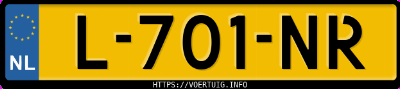 Kenteken afbeelding van L701NR, blauwe Ford Mustang Mach-E Standard Range Rwd